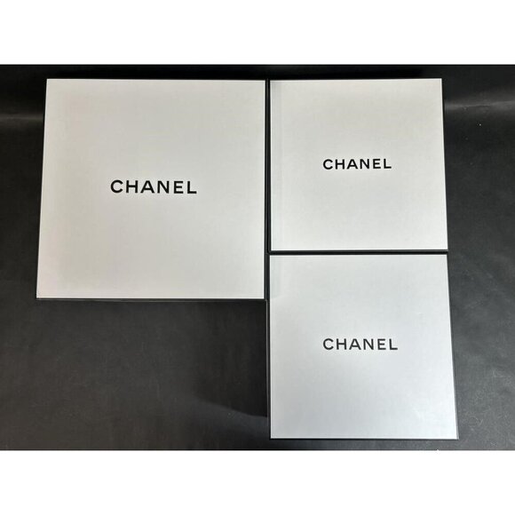 Chanel White & Black Gift Boxes & Tissue 1 large 2 medium Empty Luxury Storage